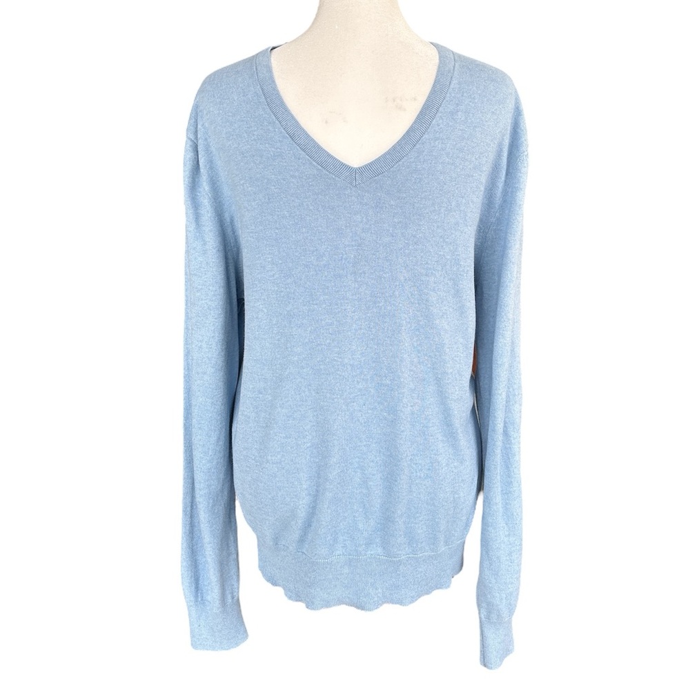 Banana Republic Silk Cashmere Cotton V-Neck Sweater Blue Size L